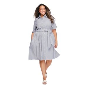 Lane Bryant Navy and White Striped Blouse Dress Size 26W